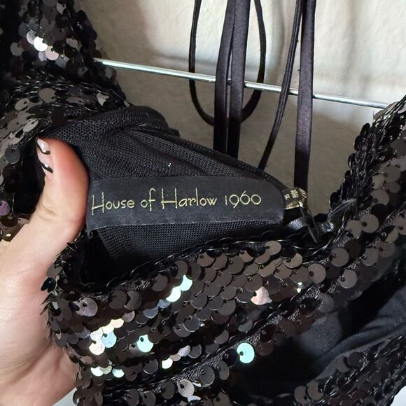 NWT House Of Harlow 1960 Viola Maxi Black Gown Dress Sequin Size XS - Picture 10 of 11